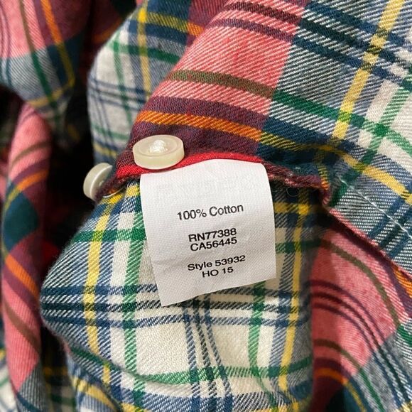 J. Crew Half Button Cotton Red Plaid Flannel - Picture 4 of 5